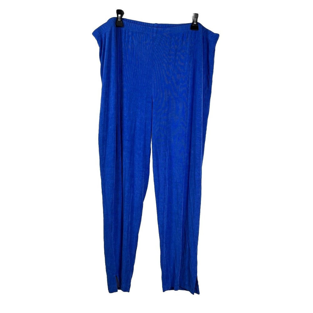 Chicos Travelers Womens Pull On Pants Sz 4 XxxL Blue High Rise